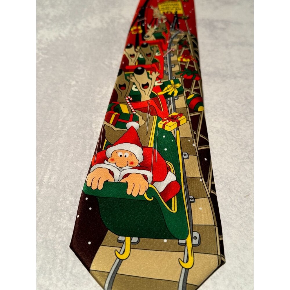 🎢🎅 Tie Tales Santa Rollercoaster Christmas Necktie 🎅🎢